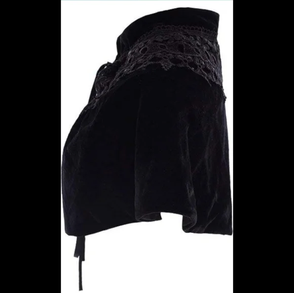 Velvet Cape Short Lace Shawl Lolita Cloak for Women Girls Dress - Picture 2 of 5